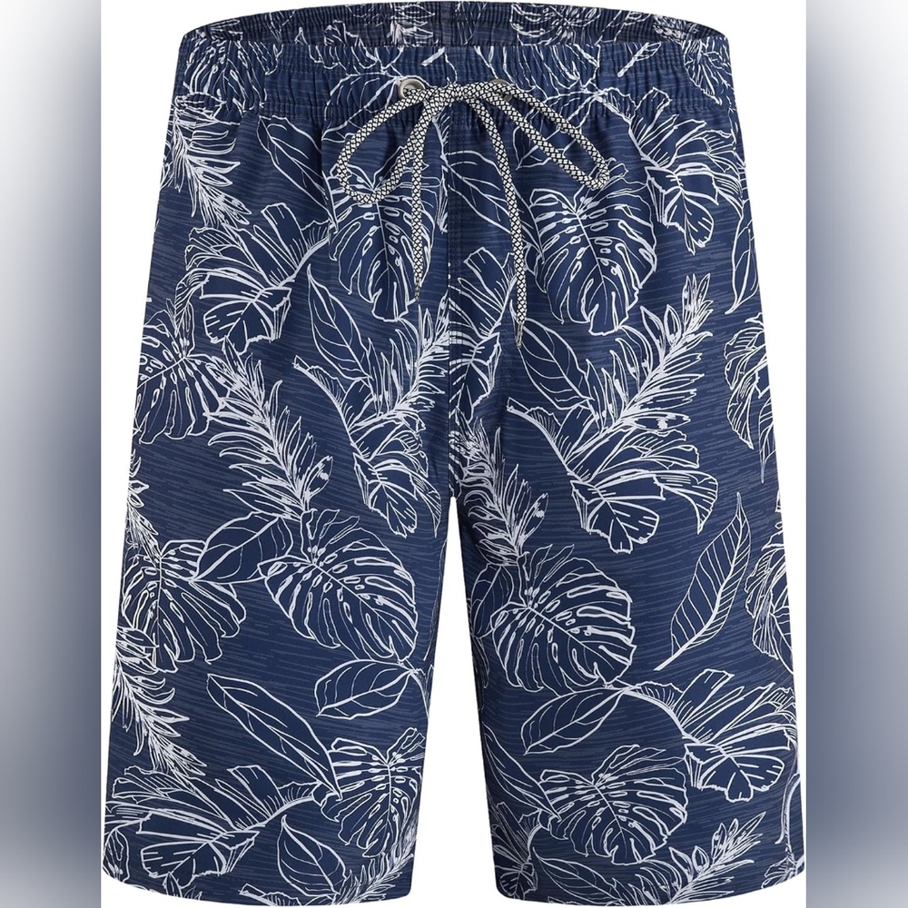 🆕️ Eletop Tropical Navy Men's Swim Trunks Quick Dry Board Short Xxl